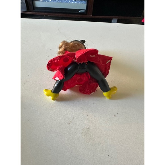 Vintage Disney Minnie Mouse Small Doll Red Polka Dot Dress Yellow Shoes EUC - Picture 3 of 5